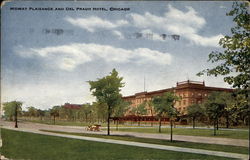 Midway Plaisance and Del Prado Hotel Postcard