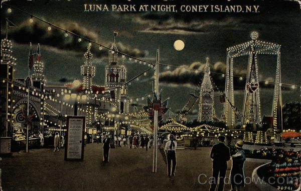 Luna Park at Night Coney Island New York