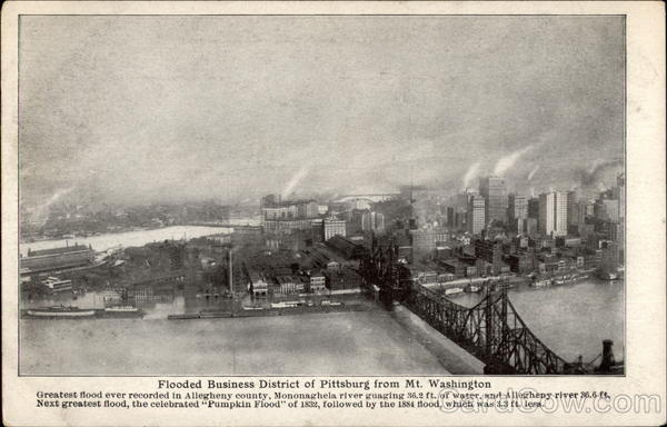 Flooded Business District of Pittsburg from Mt. Washington Pittsburgh Pennsylvania