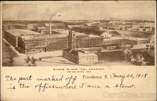 Rhode Island Tool Company, established 1834 Providence