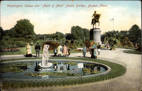 Washington Statue and Maid of Mist Public Garden Boston Massachusetts