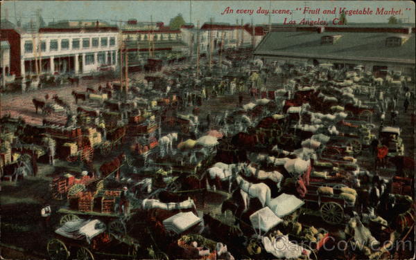 An Everyday Scene, Fruit and Vegetable Market. Los Angeles California