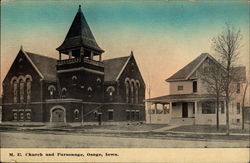 M. E. Church and Parsonage Postcard