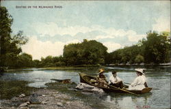 Boating on the Milwaukee River Postcard