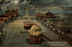 Dixieland Park at night Postcard