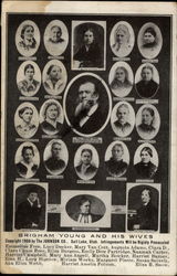 Brigham Young and his wives Postcard