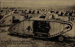 A Flock of Fighting English Tanks Ready for Action With American Troops in France Postcard