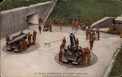 12 Inch Mortars at Fort Wright Postcard