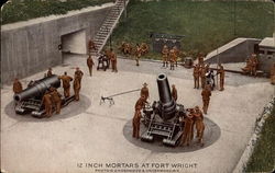 12 Inch Mortars at Fort Wright World War I Postcard Postcard