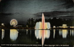 Night View of Lake and Fountain, Willow Grove Park Philadelphia, PA Postcard 