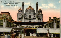 Front view of Main Entrance and Balcony, Blenheim Hotel Atlantic City, NJ Postcard Postcard