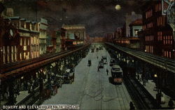Bowery and Elevated Road Postcard
