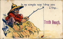 In my simple way I drop you a line Fishing Postcard Postcard