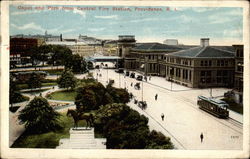 Depot and Park from Central Fire Station Postcard