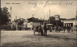 Horse and Cart with Street in Background Udine, Italy Postcard Postcard
