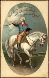 George Washing mounted on white horse Postcard