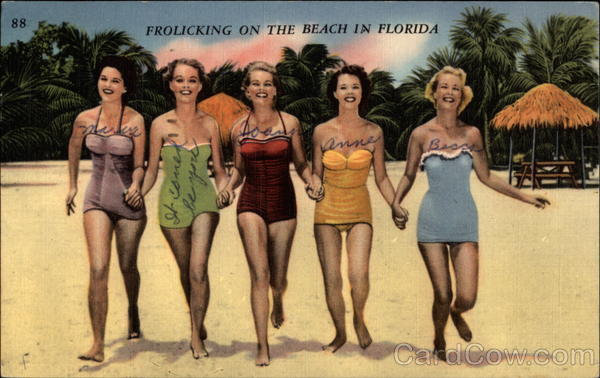 Frolicking on the Beach in Florida Swimsuits & Pinup