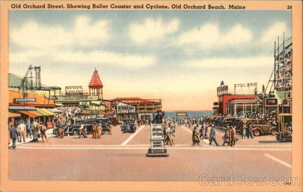 Old Orchard Street, Showing Roller coaster and Cyclone Old Orchard Beach Maine