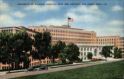 University of Michigan Hospital, with new addition Postcard