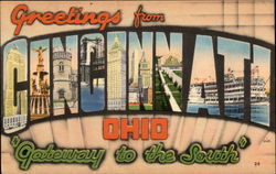 Greetings from Cincinnati, Ohio "Gateway to the South" Postcard Postcard