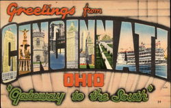 Greetings from Cincinnati, Ohio "Gateway to the South" Postcard