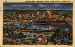 Bird's-Eye View from Castle Shannon Incline at Night Postcard