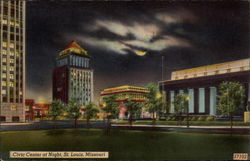 Civic Center at Night Postcard