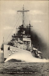 U.S. Destroyer, Bath Iron Works Maine Postcard Postcard