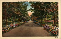 Scene in Library Square Asbury Park, NJ Postcard Postcard