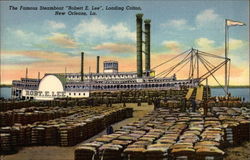 The Famous Steamboat "Robert E. Lee", Loading Cotton Postcard