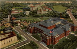 Carnegie Library, Museum and Carnegie Institue of Technology Postcard