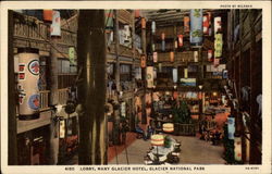 Lobby, Many Glacier Hotel Postcard
