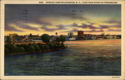 W38 Sunrise over Wilmington, N.C., Cape Fear River in Foreground North Carolina Postcard Postcard