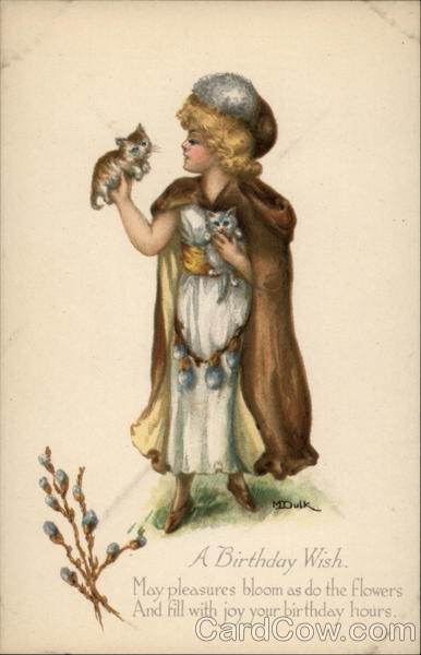 A Birthday Wish (Girl with Kittens) Fantasy