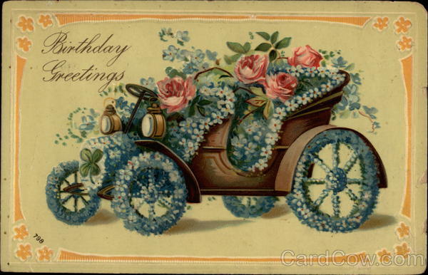 Birthday Greetings Figures Made of Flowers