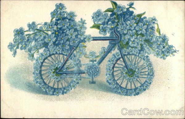 Bicycling Memories Figures Made of Flowers