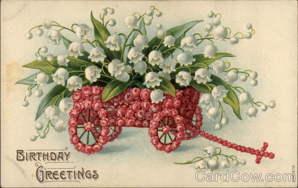 Birthday Greetings Figures Made of Flowers