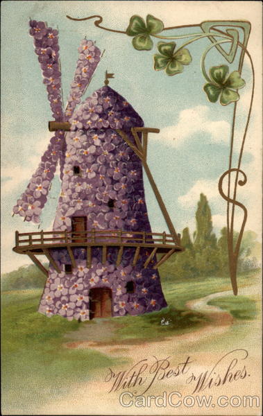 With Best Wishes (purple floral windmill) Figures Made of Flowers