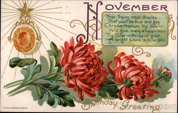 November Birthday Greeting about Topaz Months