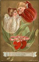 Tulips and Hearts Fantasy Postcard Postcard