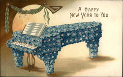 Floral Piano Postcard