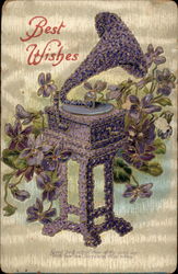 Best Wishes Figures Made of Flowers Postcard Postcard