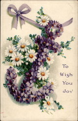 To with you Joy Figures Made of Flowers Postcard Postcard