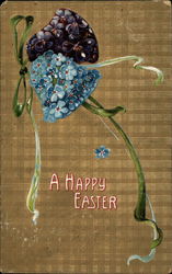 A Happy Easter Figures Made of Flowers Postcard Postcard