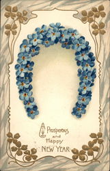 Blue floral horseshoe Figures Made of Flowers Postcard Postcard