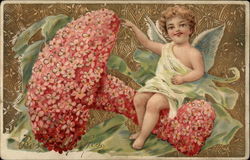 Best Wishes, with little angel sitting on a mushroom Best Wishes, with little angel sitting on a mushroom