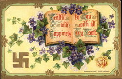 Health and Happiness To You With All My Heart Swastikas Postcard Postcard
