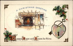 A Christmas Greeting Mother Of Pearl Postcard Postcard