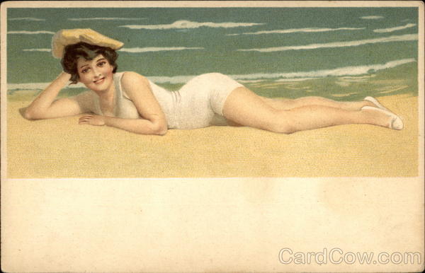 Woman lying on the beach Swimsuits & Pinup