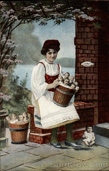 Woman Surrounded by Babies Multiple Babies